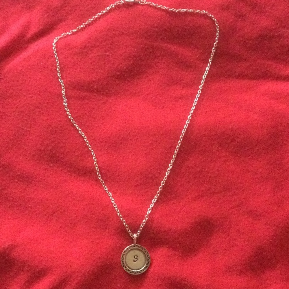 16” necklace with hand-stamped S pendant